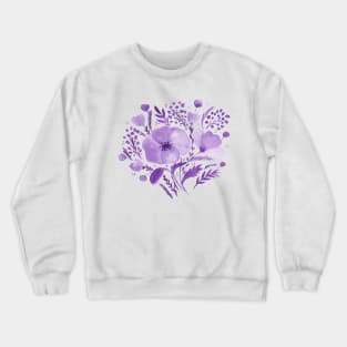 Watercolor poppies bouquet - purple Crewneck Sweatshirt